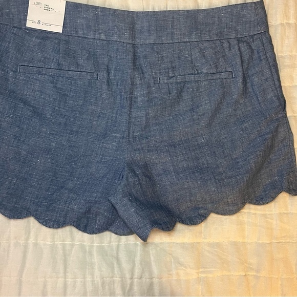 NWT Ann Taylor Loft Chambray Rivera Scalloped 4 Inch Inseam Shorts Size 8 - Picture 11 of 13